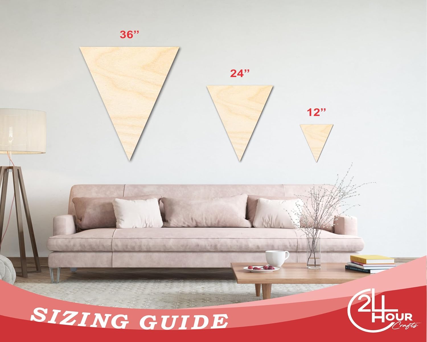 Unfinished Wood Triangle Bunting Shape Craft up to 46" DIY 16" / 3/4"