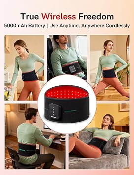 Medisana 3-in-1 Red Light Therapy Belt, Cordless & Portable Infrared Red Light Relief Belt for Body with Red Light/Pulse/Heat/Vibration - 660nm/850nm (LED Light Non-Laser) for Back Pain