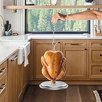 Vista 7 de Kit de accesorios para freidora de pavo perforado, pollo, aves de corral, con mango de alambre, gancho elevador, base vertical para asador