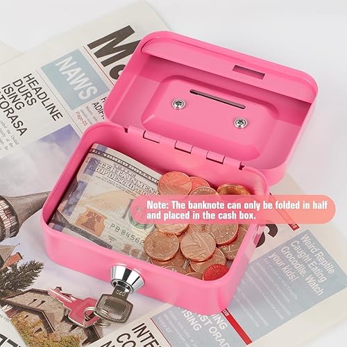 Miniatura 6 de Caja de efectivo con cerradura, pequeña y bonita caja de bloqueo de monedas con ranura para dinero, mini caja fuerte portátil para jugadores de 4.5