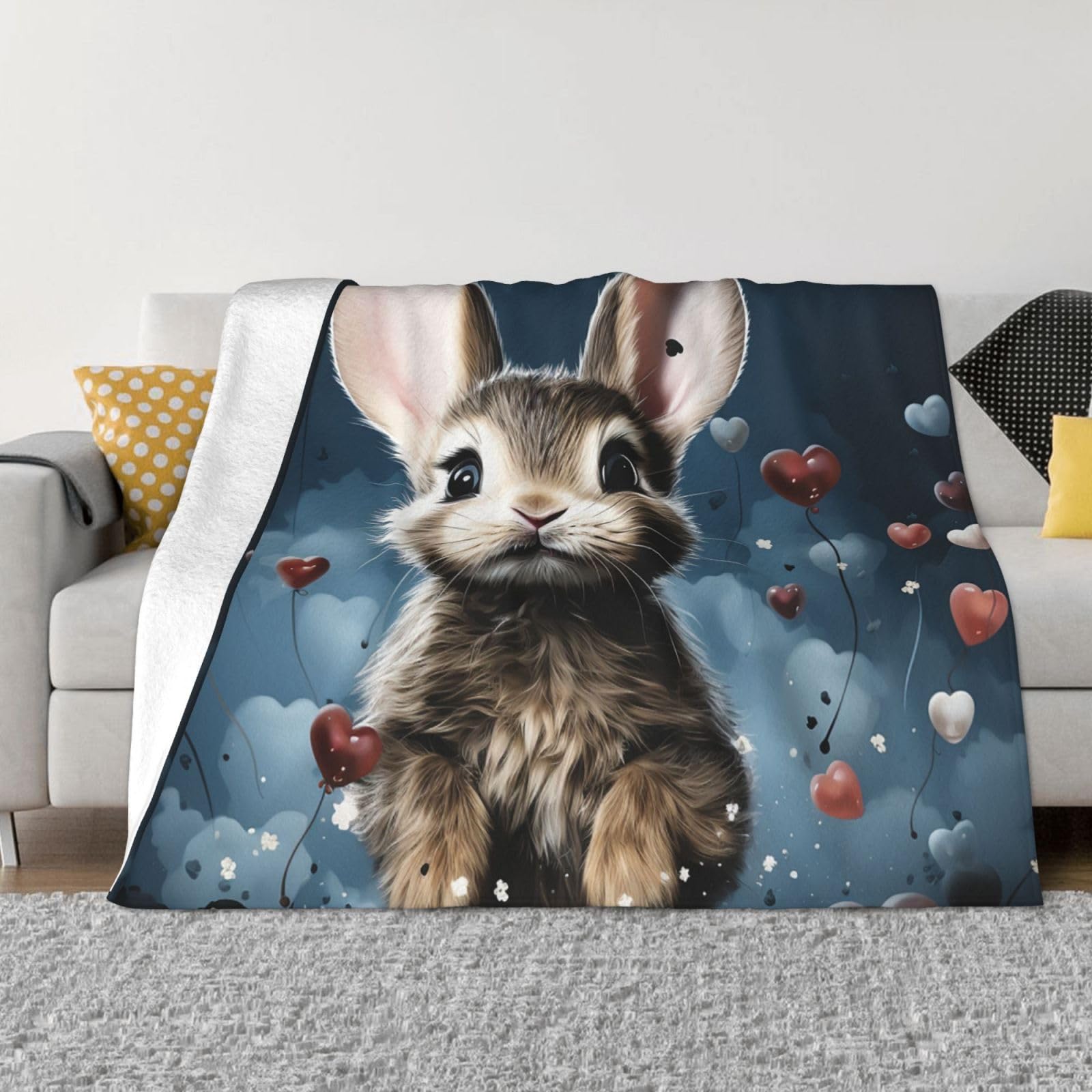 Couverture canapé lapin douce idée cadeau flanelle 150x200