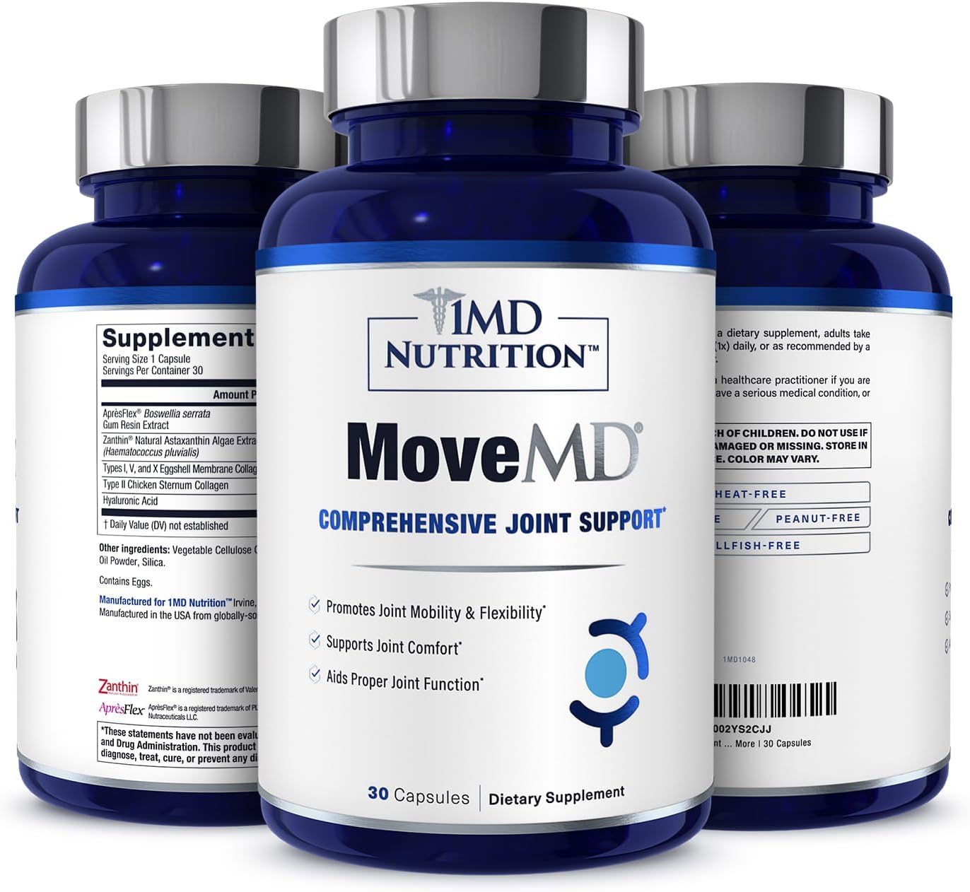 1MD Nutrition MoveMD - Joint Health Supplement - Doctor Formulated | with Collagen, Astaxanthin, and More | 30 Capsules