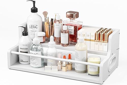 Miniatura 11 de KLM Estante de exhibición de botellas de licor, organizador de jarabe de café, estante de vino de licor de 2 escalones, mini bar, gabinete de licor,