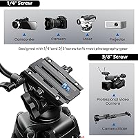 Vista 6 de Trípode de video de 82 pulgadas/82.7 in, trípode resistente con cabezal de fluido de 360°, trípodes altos de aluminio Mactrem compatible con Canon