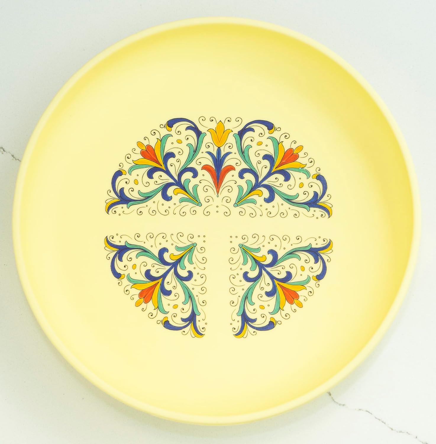 PREMIUM Unbreakable Silicone Baby Plate | Elegant China-Look Design for Baby Tableware | Suction Toddler Feeding Plate | Divider-free BPA-free | Essential Baby Items (Santorini)