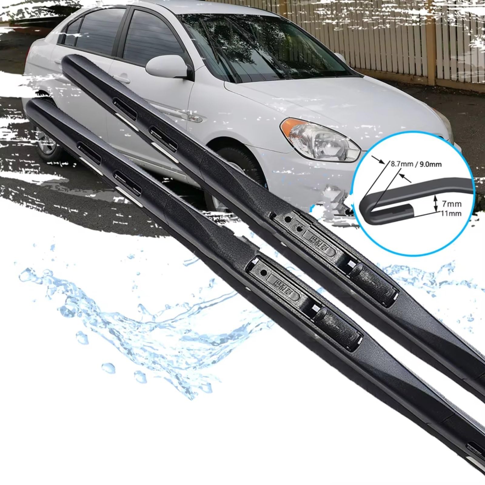 Kit Tergicristallo Compatibile Con Hyundai Per Accent MC Per Verna Per Super Pony Per Brio Per Attitude 2006 2007 2008 2009 2010 2011 Tergicristalli Anteriori Senza Telaio(RHD)