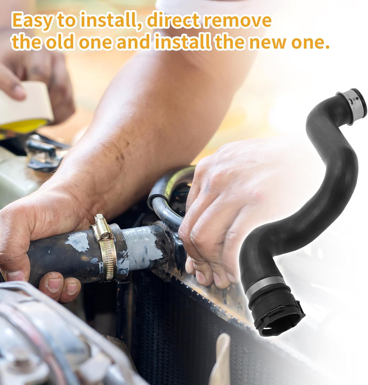 Radiator Hose No.A1665000575 Right Coolant Water Tank Pipe for Mercedes-Benz GL350 2013-2016 Rubber Black Good Sealing