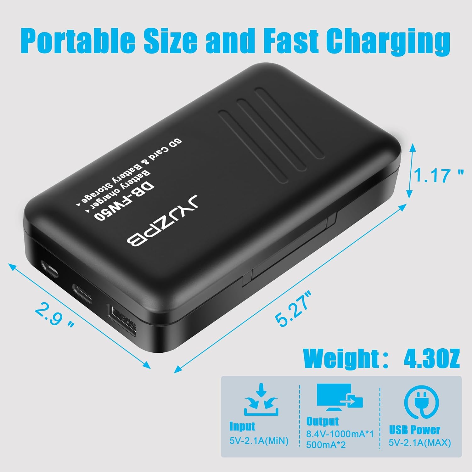 A6000 NP-FW50 Fast Dual Battery Charger with 2 SD Card Slots for Sony