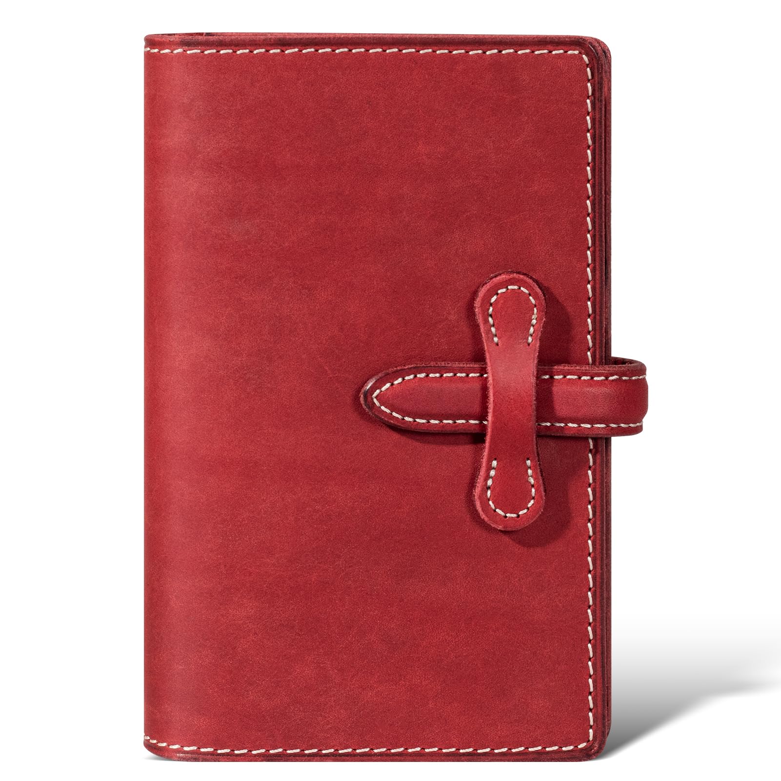 Leather Passport Holder for Travel Women Men, RFID Blocking Card Slot, Top-Grain leather with Magic Buckle, Boarding Pass Pocket,Retro Passport Wallet, Red, Small, Retro-image-14