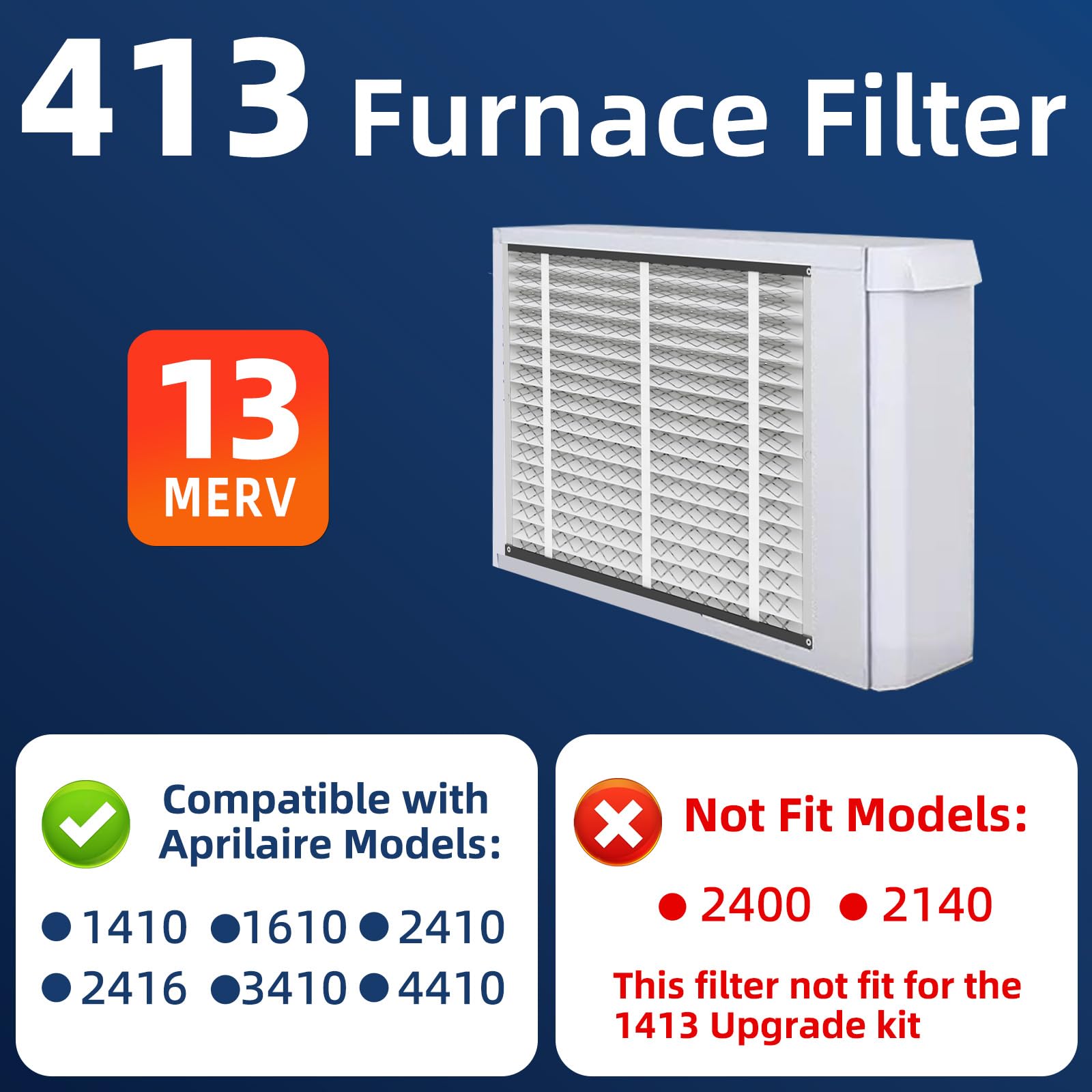 Amazon.com: 2 Pack 413 Replacement Air Filter, MERV 13,Actual Size