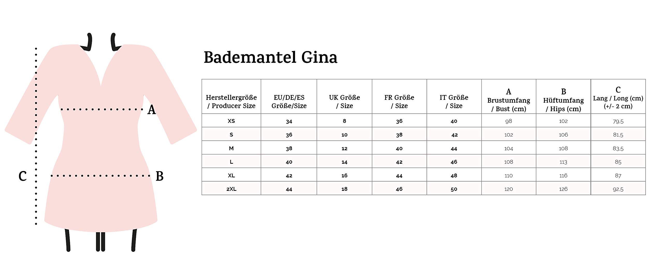 Dkaren Damen Morgenmantel | GINA | aus Satin | Größen XS-2XL | verschiedene Farben | 100% Polyester
