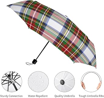 Dyale Scottish Clan Murray Tartan Plaid Large Size Sun And Rain Blocking Triple Fold Umbrella