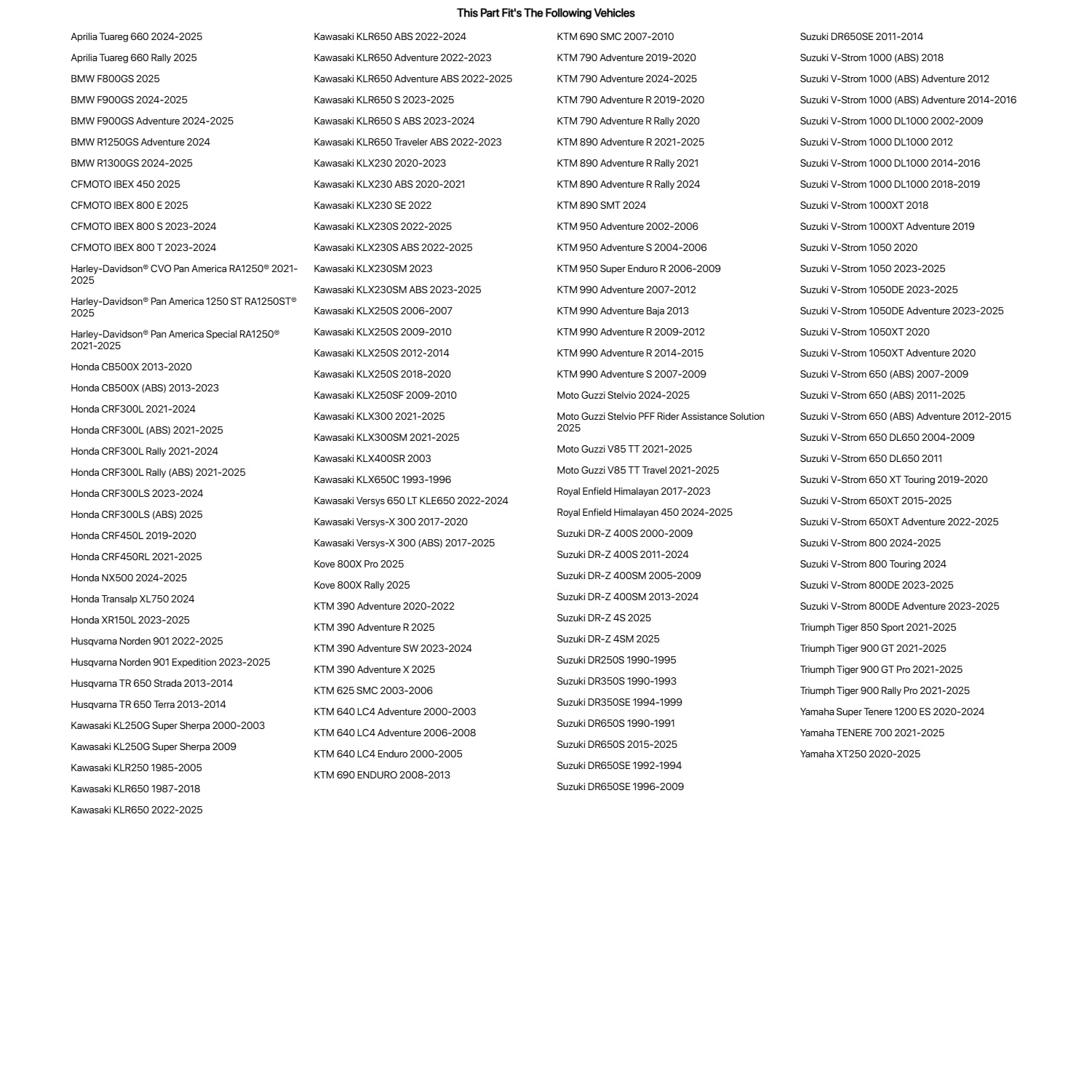 Tusk Excursion Rackless Luggage System Base Standard Heat Shield Black/Tan For Aprilia Tuareg 660 2024