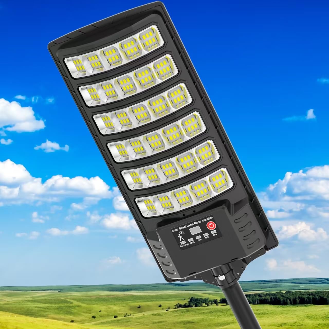 Heisolcool Solar Street Lights Outdoor Waterproof, Wide Angle Flood Light, LED Solar Parking Light with Motion Sensor and Remote Control for Outdoor,