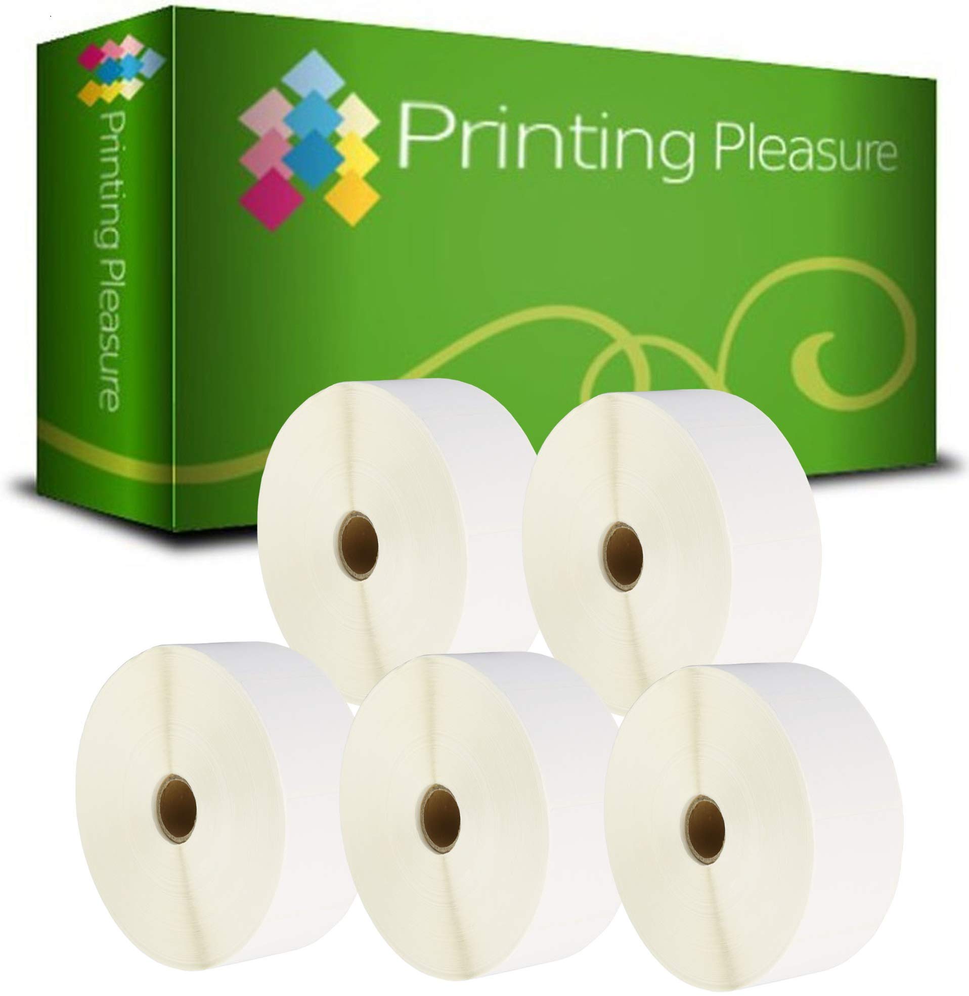 Printing Pleasure 5 x Zebra 50mm x 52mm Compatible Direct Thermal Labels for Zebra Type Printers | 2000 Labels per Roll