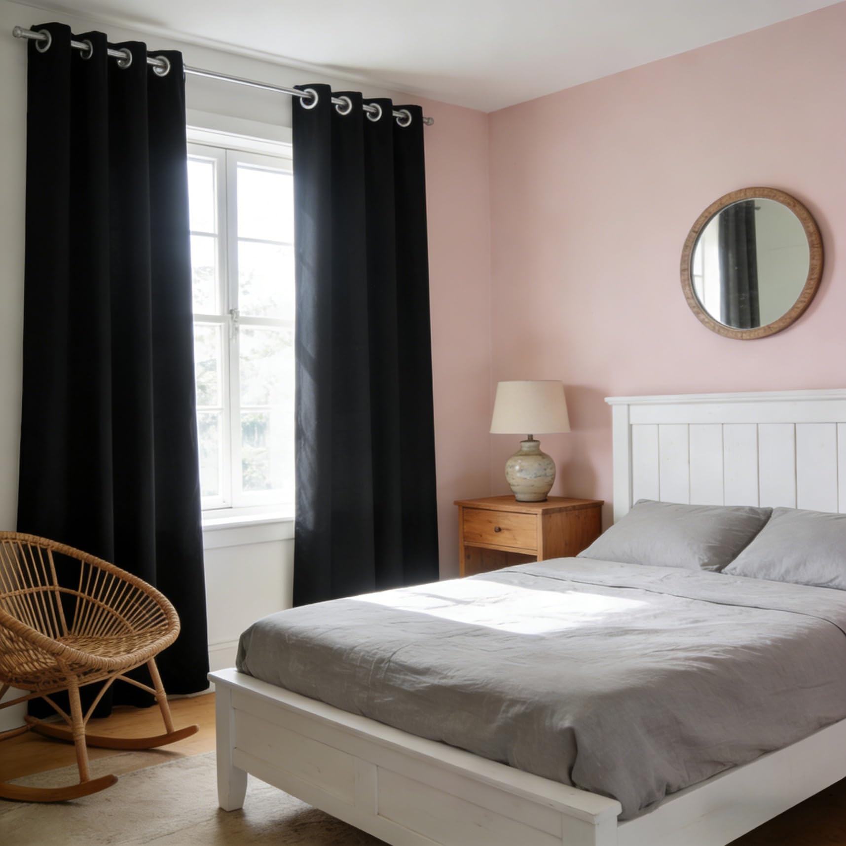 Cortinas térmicas 120x120 cm negras con ojales aislantes de frío y calor para ventana de salón