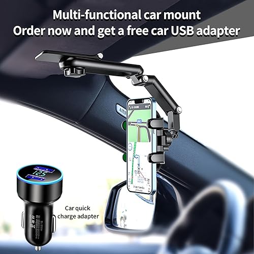 Miniatura 5 de Soporte de teléfono para automóvil, soporte de teléfono para espejo retrovisor para automóvil, soporte para teléfono con visera solar de automóvil,