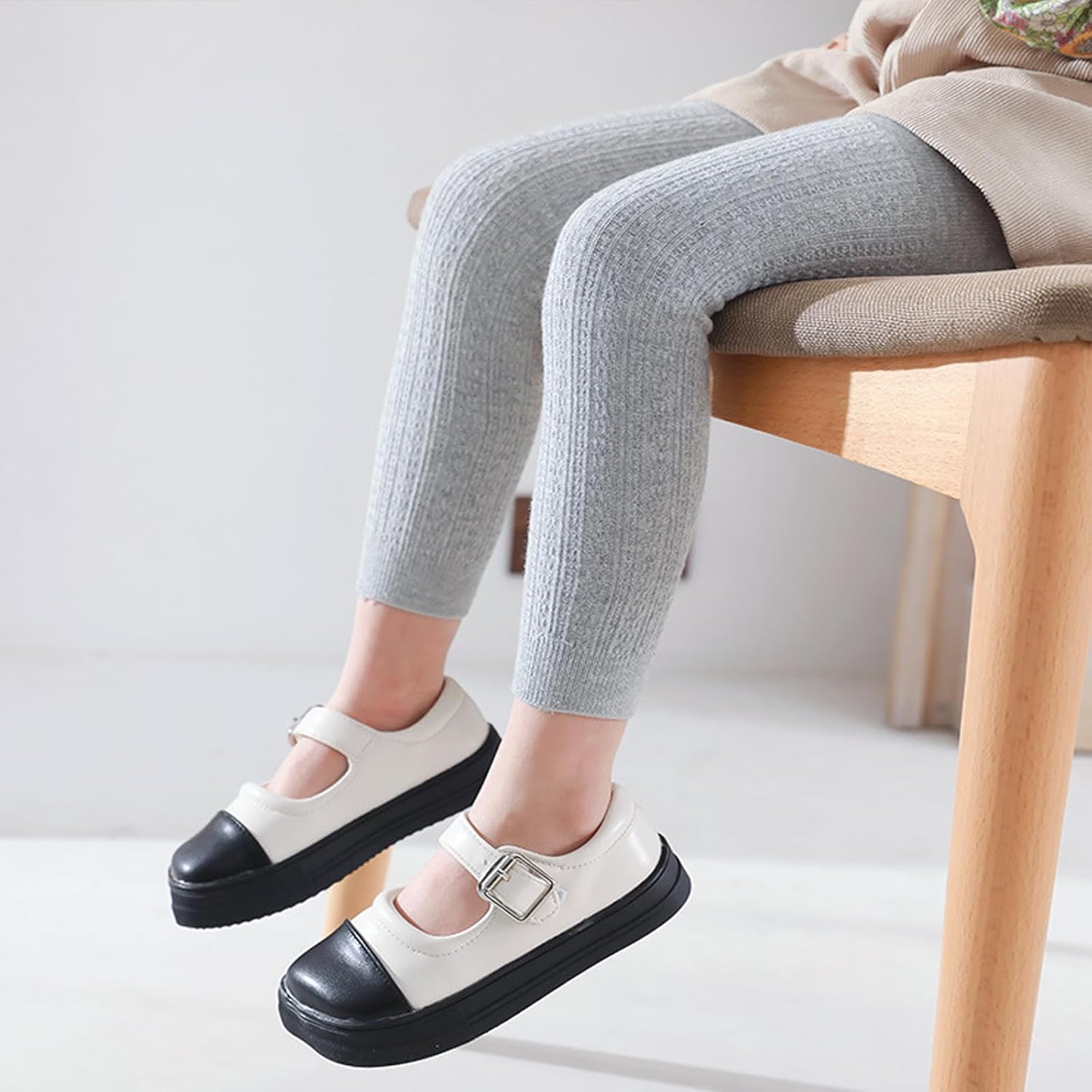 5 Pack Baby Girls Cable Knit Leggings Ankle Cotton Footless Tights Full Length Warm Pants for Kids 1-6T - Image 5