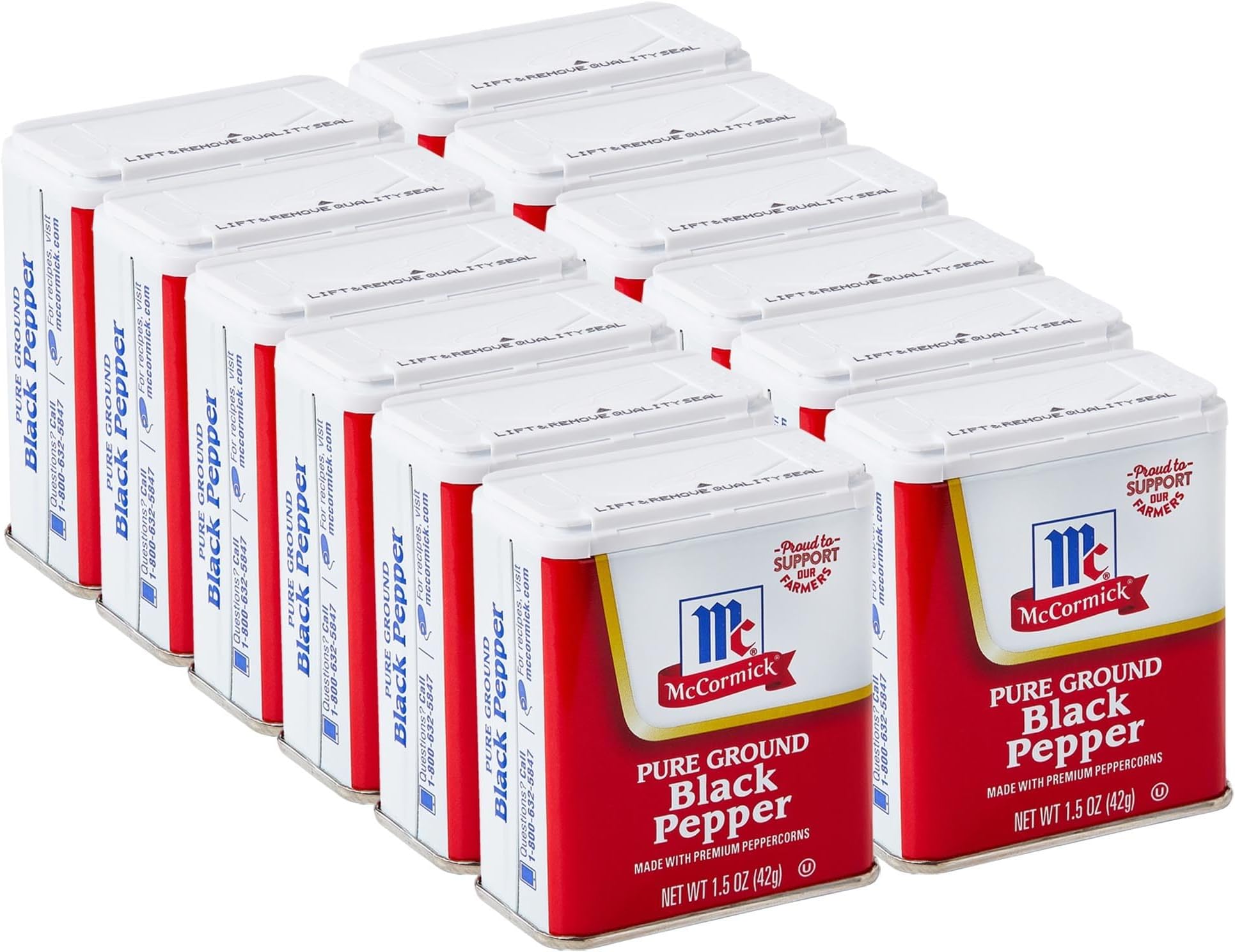 McCormick Pure Ground Black Pepper, 1.5 oz (Pack of 12)