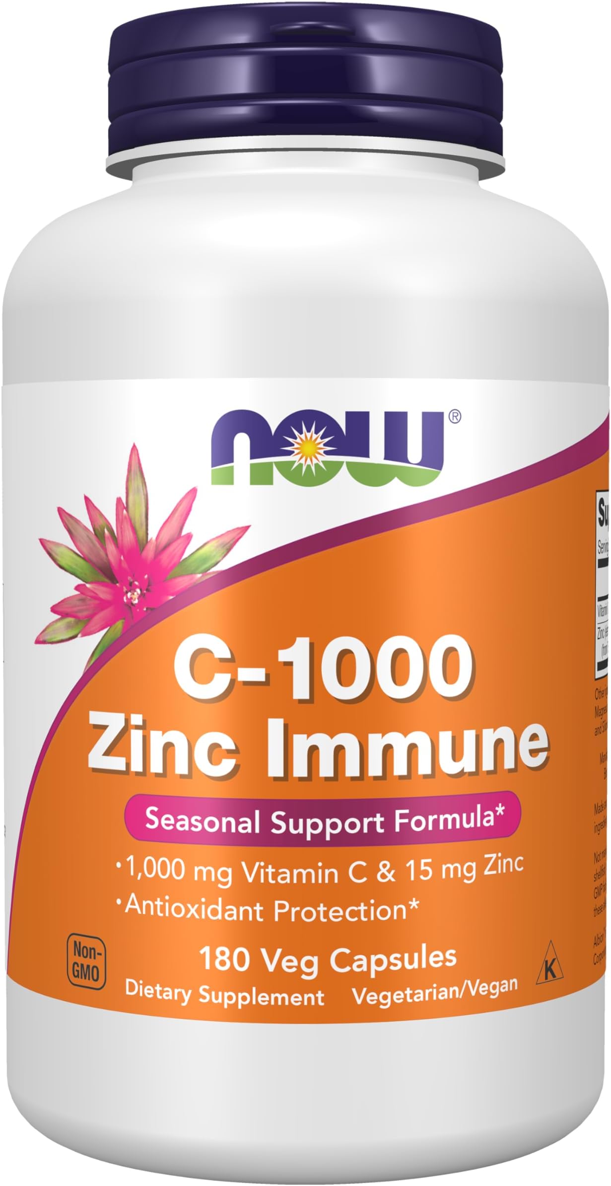 NOW Supplements, C-1000 & Zinc Immune, Seasonal Support Formula, Antioxidant Protection, 180 Count