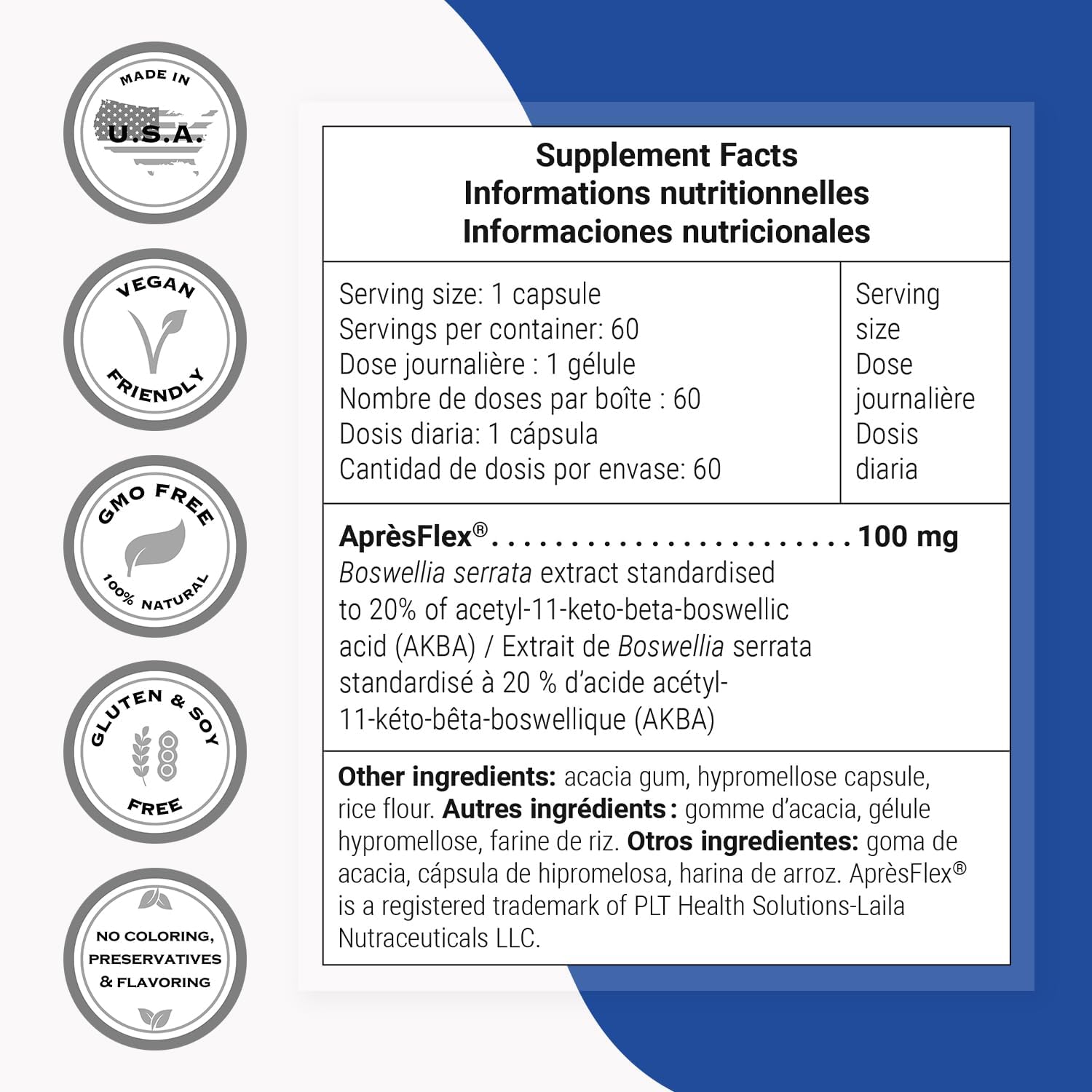 Supersmart - Super Boswellia Extract 100mg per Day (Patented & High Strength) - ApresFlex Boswellia Serrata Supplement - 20% AKBA | Non-GMO & Gluten Free - 60 Vegetarian Capsules - Image 4