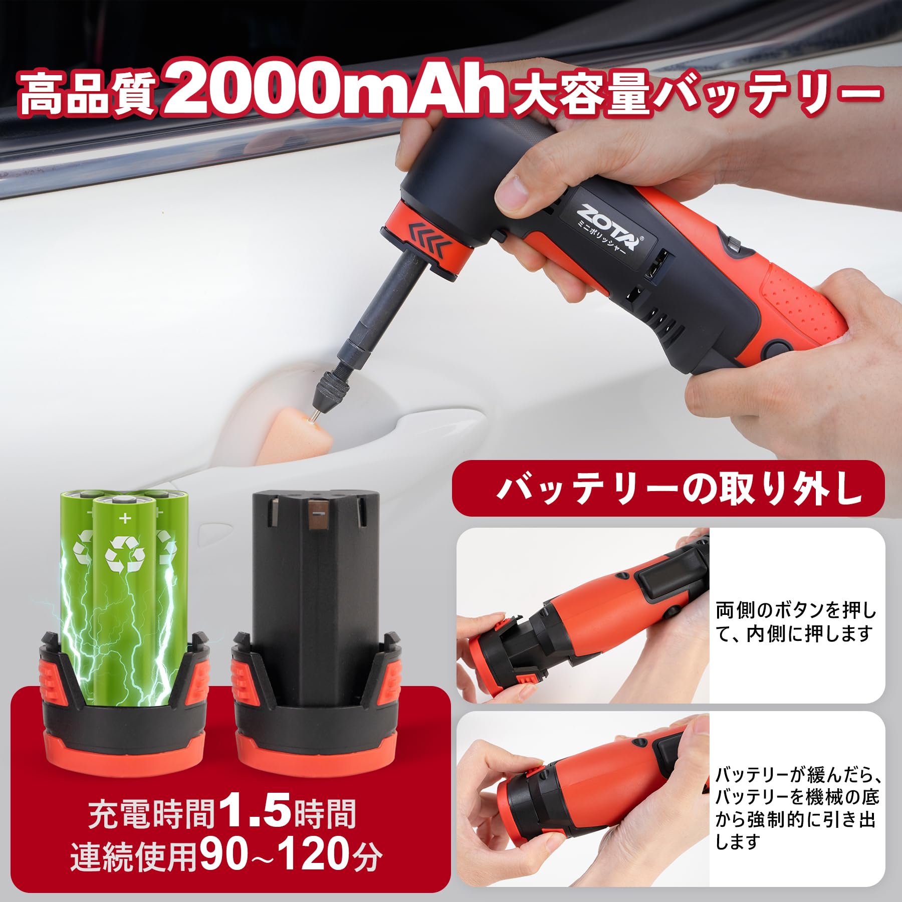 Amazon | ZOTA ポリッシャー コードレス ミニ 30mm/50mm ダブル