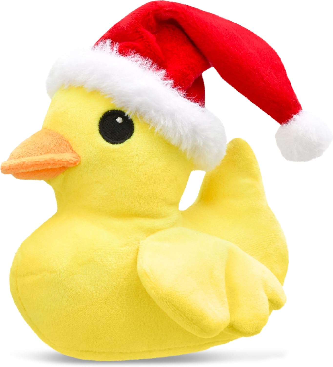 iscream 8" x 4" Ducky in a Santa Hat Embroidered Accent Fur Trimmed Pillow Buddy