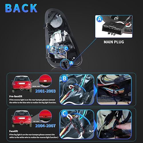 Miniatura 5 de Archaic Luces traseras LED compatibles con Mini Hatch R50 R53 2001-06 una, una D, Cooper S, Cooper y Mini Cabrio R52 2004-08 Cooper, Cooper S, One,