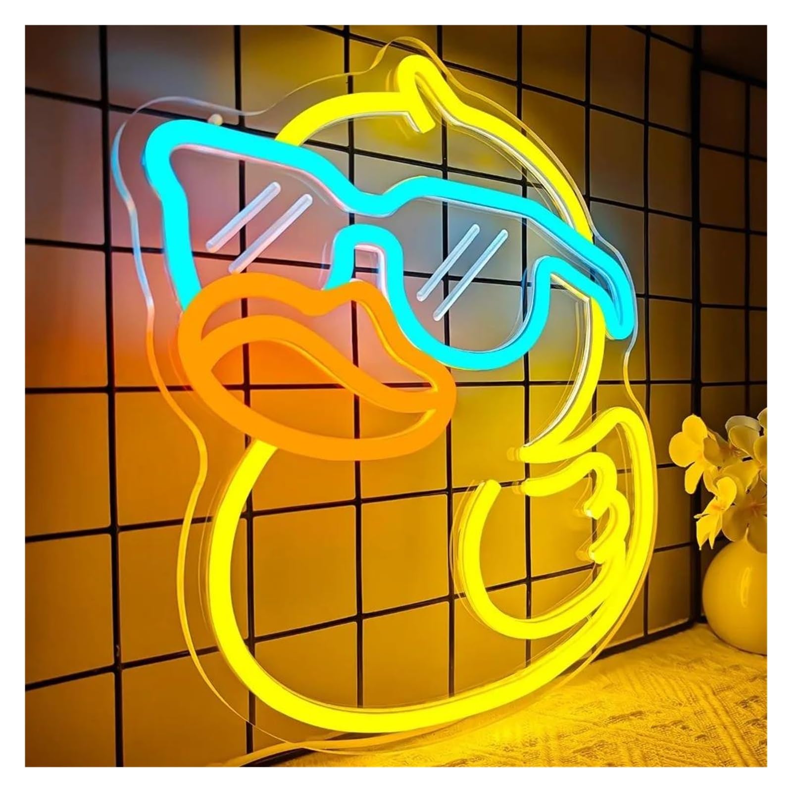 néon signe Enseigne Lumineuse LED En Forme De Lunettes De Canard, Intensité Variable Pour Chambre À Coucher, Salle De Bain, Fête, Club, Décoration, 30.8cmx27cm