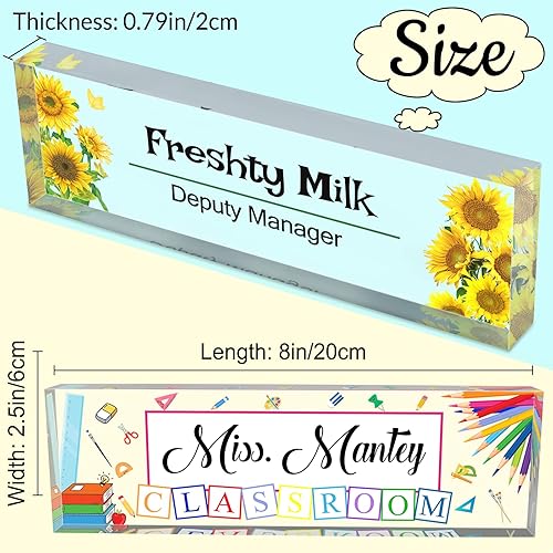 Miniatura 2 de Placa de nombre de escritorio personalizada para profesores, placa de nombre para escritorios, placa de escritorio de vidrio acrílico transparente