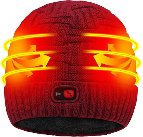 Svpro Gorro con batería calentado con batería, gorro calentado recargable para invierno cálido