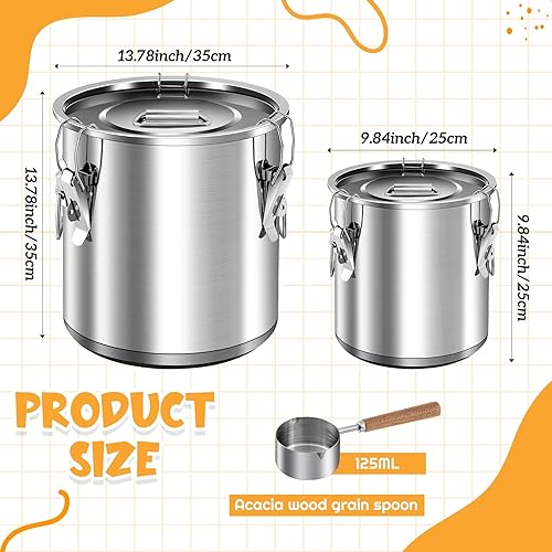 Miniatura 3 de Juego de 4 recipientes de acero inoxidable para almacenamiento de alimentos para perros, 30 libras y 10 libras, combo hermético para mascotas