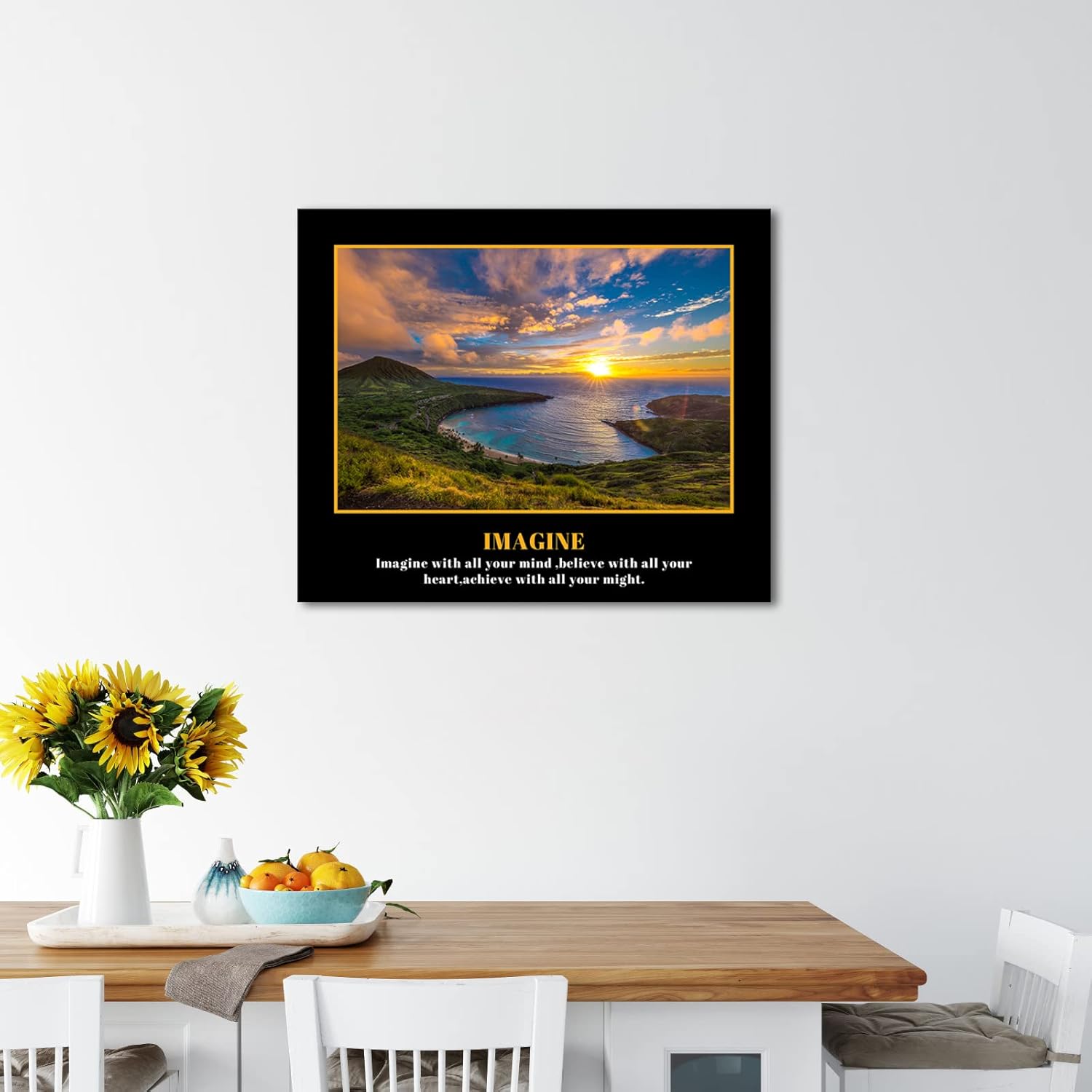 KREATIVE ARTS Imagine with All Your Mind Canvas Quotes Wall Art Prints - Creative & Inspiring Decor for Home & Office Ideal Gift for Dreamers & Innovators 20x24inch - Image 4