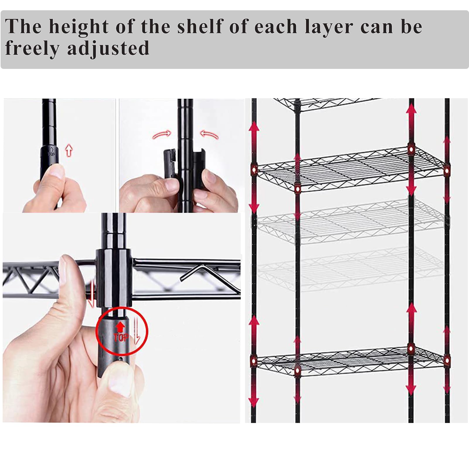Mini estante para frigorífico de altura ajustable (negro)