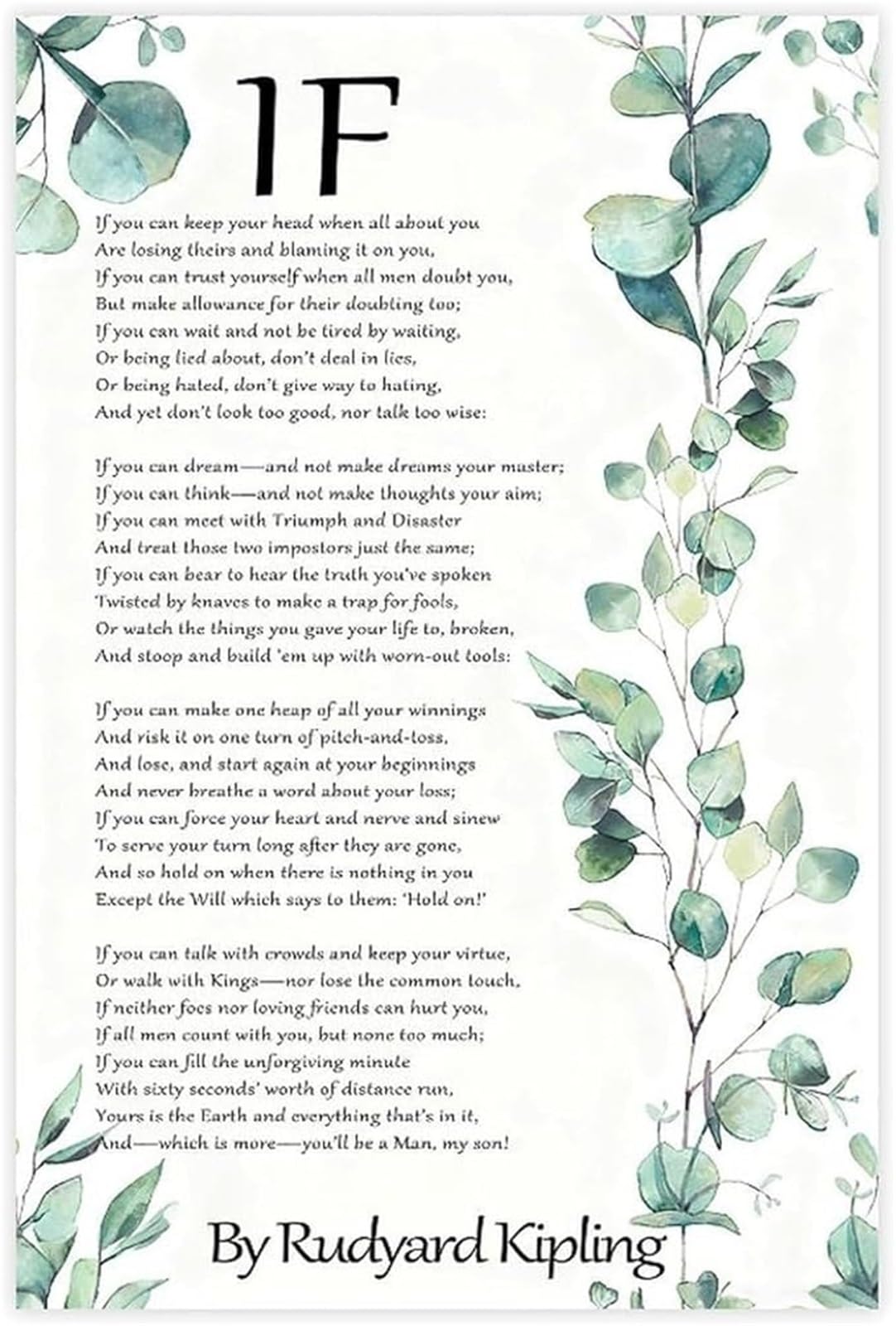 KCDFDVJFBM Character Building Inspirational Quote Canvas Wall-Art Botanical Leaf Print Graduation Gift Home Decor(Framed,12x18inch(30x45cm))