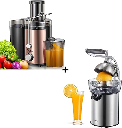 QCen 800W Juicer Machine Metallic Rose Gold y Electric Citrus Juicer Exprimidor Paquete
