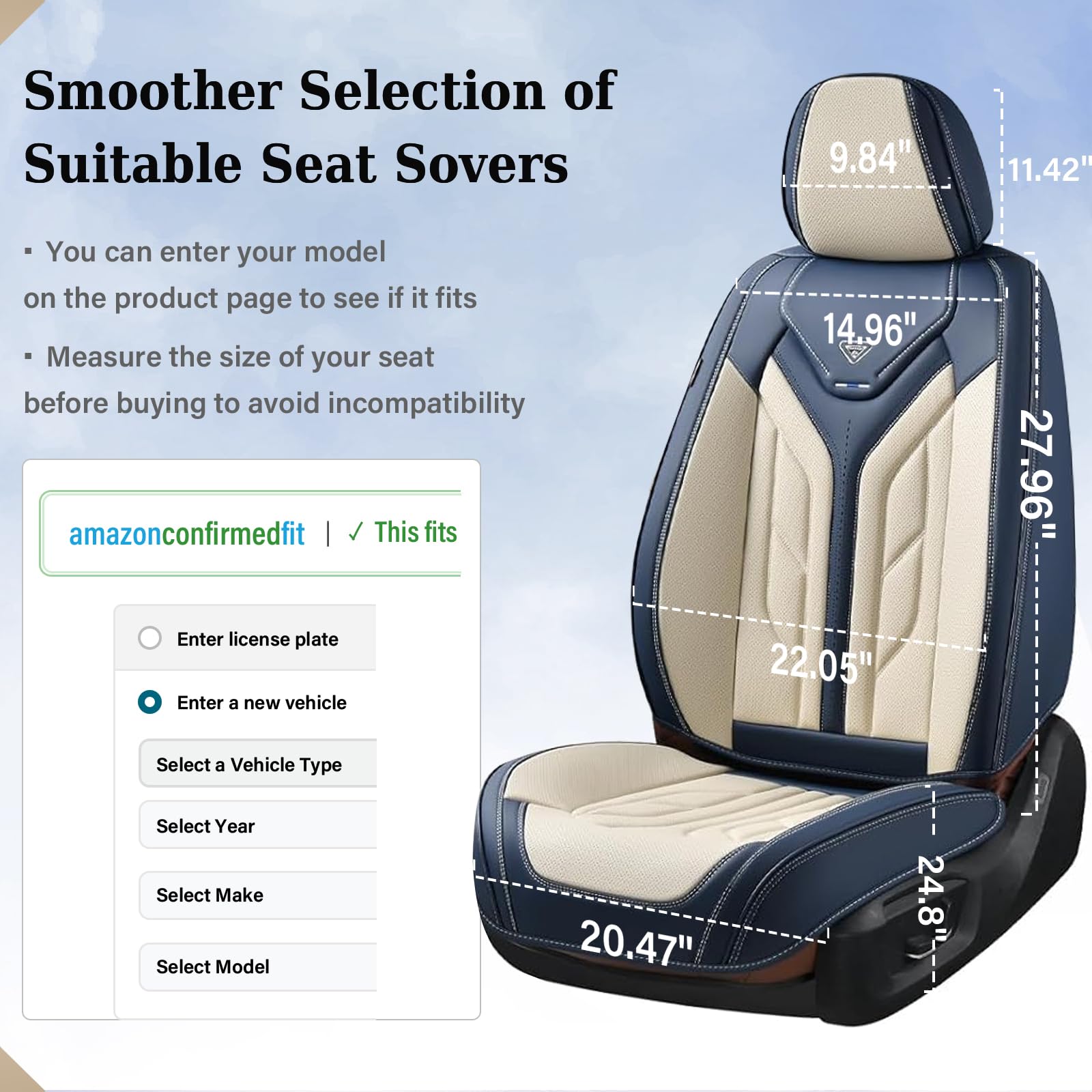 Coverado Car Seat Covers Full Set Leather Seat Covers for Cars Automotive Seat Covers Car Seat Protectors Car — view 9