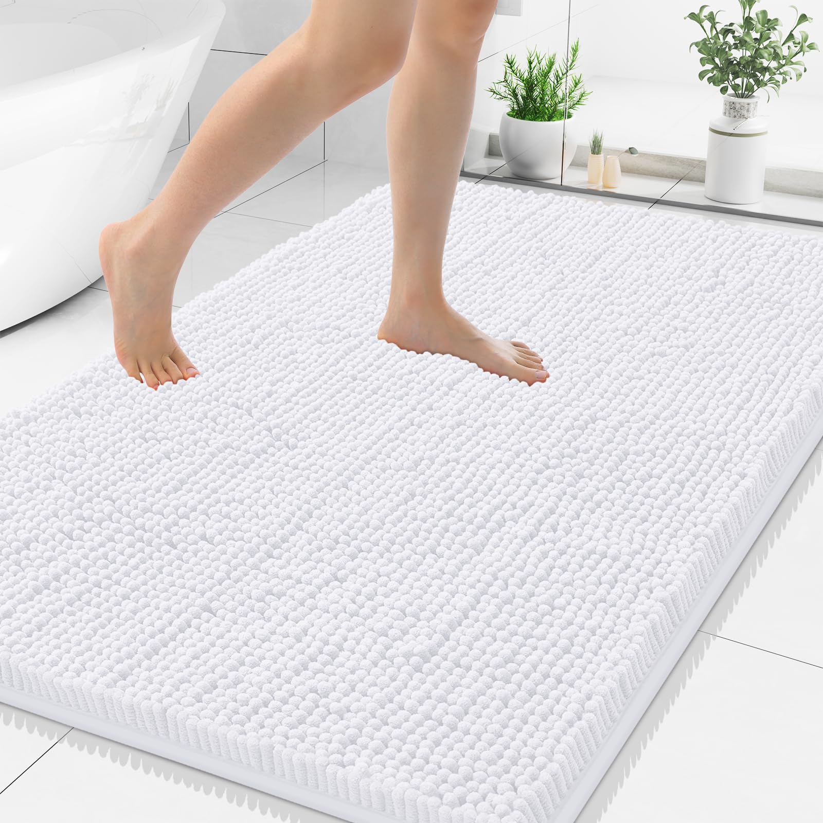 Smiry Bathroom Rugs 40X32, Luxury Chenille Extra Soft Absorbent Bath Mat