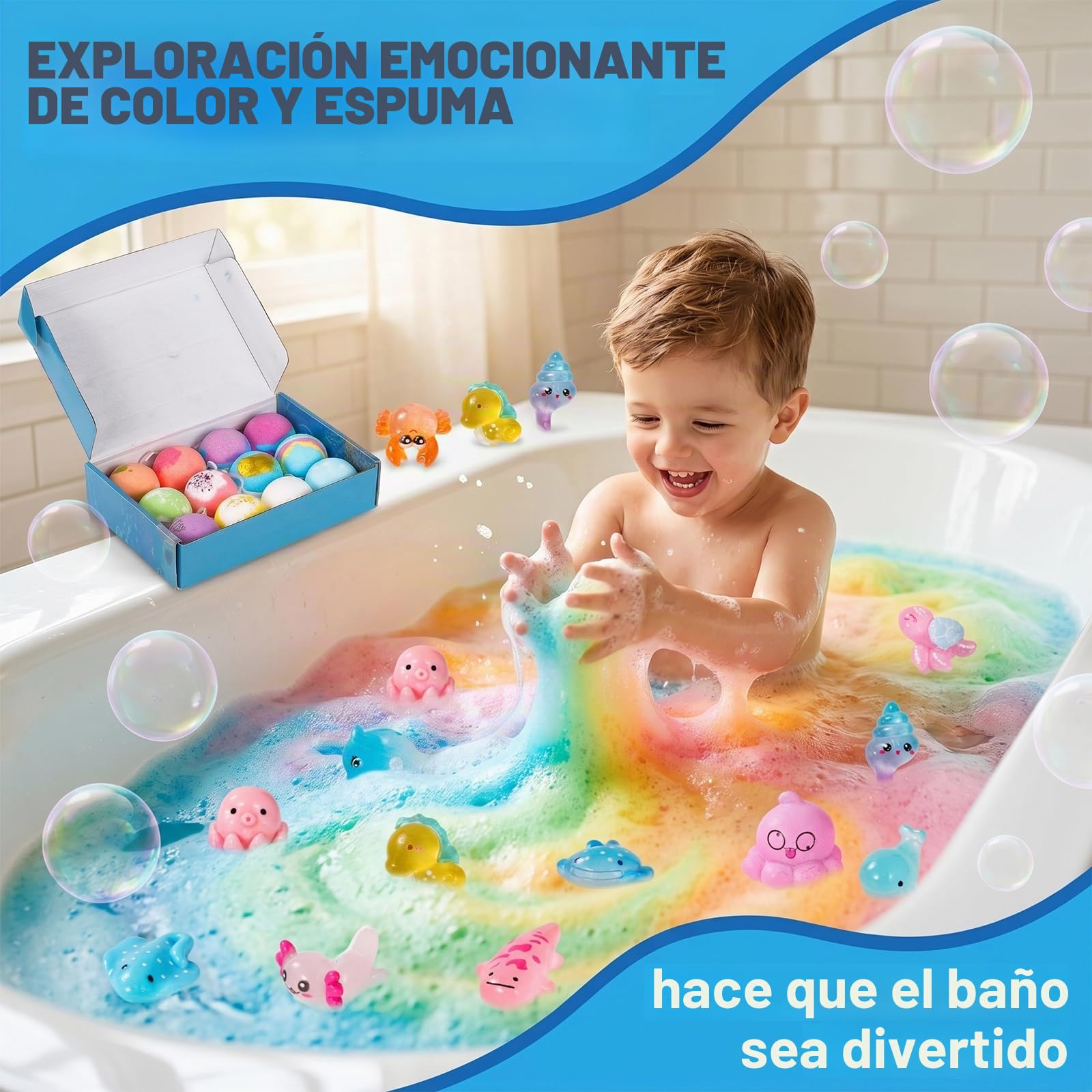 12 PCS Bath Bombs Kids – Bombas de baño niños con juguete sorpresa | Bath Bomb Gift, Bolas de baño con sorpresa, Bomba de baño infantil para cumpleaños y Navidad