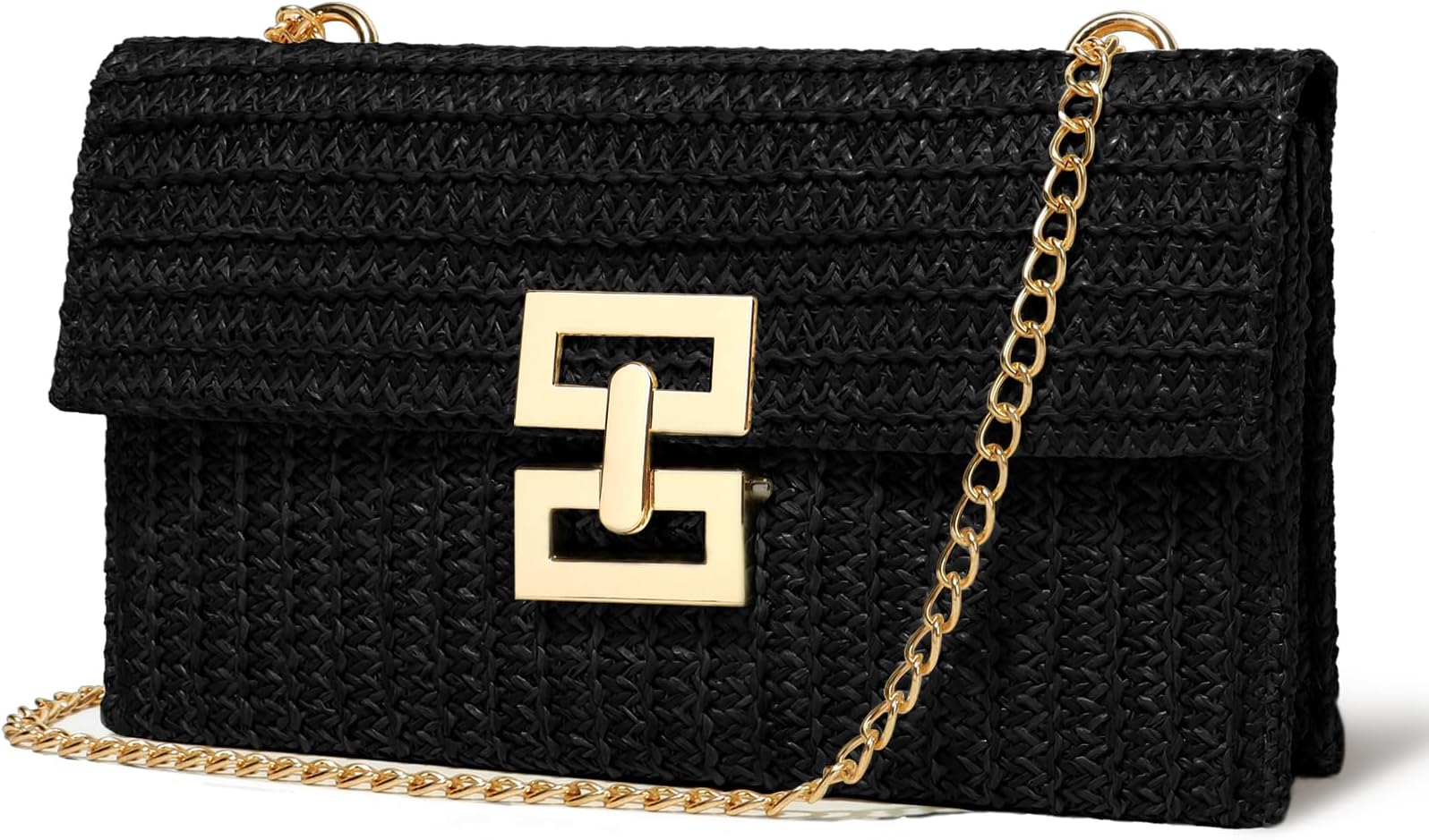 LUOFMISSStraw Clutch Purse Crossbody Bag for Women Designer Evening Handbag Casual Summer Beach Straw Shoulder Bag