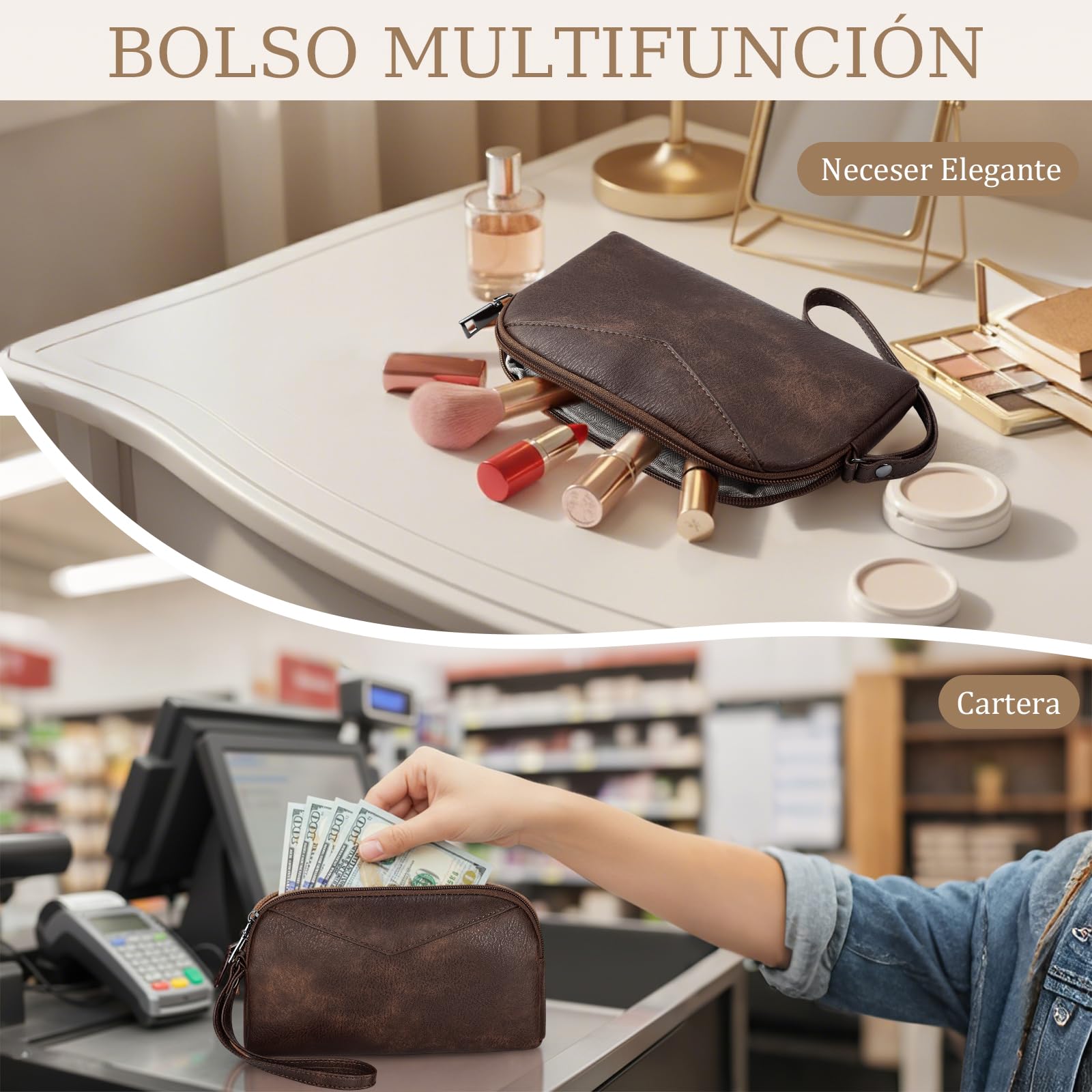 Leathario Mochila de Cuero Vegano Impermeable y Antirrobo para Mujer, Elegante Mochila para Portátil, Oficina, Universidad y Viaje, Negro Carbón