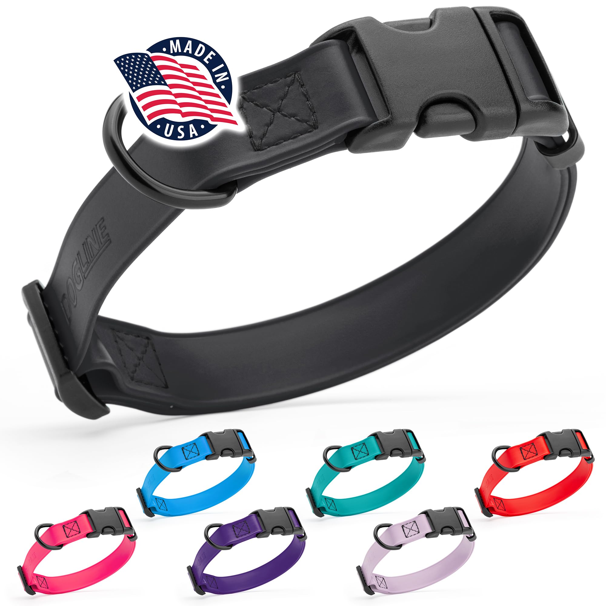 Dogline Biothane Waterproof Dog Collar with Quick Release Buckle Strong Coated Nylon Webbing with Odor- Proof for Easy Care Easy to Clean Fits Small