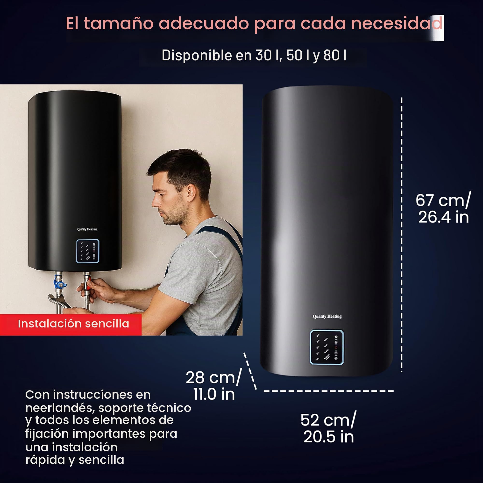 Calentador eléctrico 50 litros Performance Qh Wifi Dual con control digital