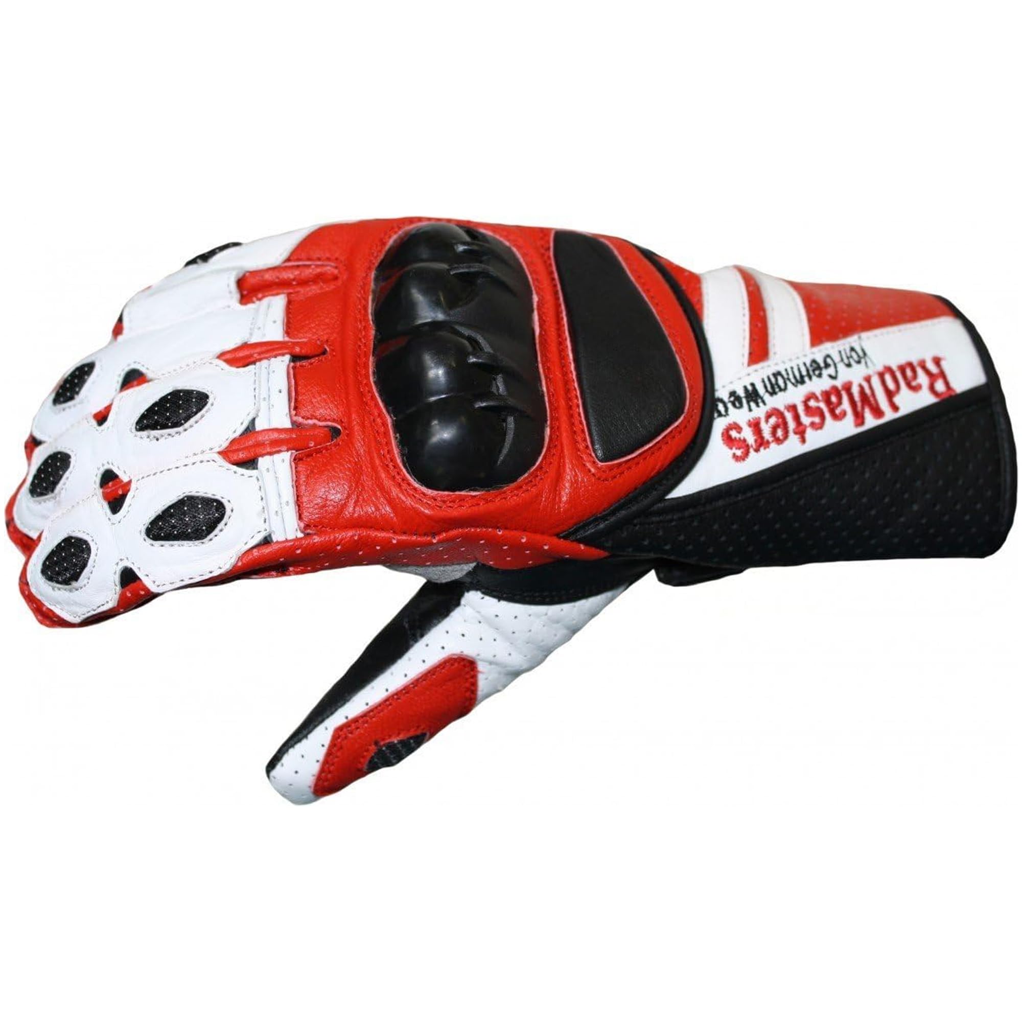 German Wear Motorradhandschuhe aus Kalbsleder, Biker Handschuhe mit Knöchelprotektor, Wildleder-Handfläche & verstellbarem Klettverschluss für Motorrad, Motocross & Outdoor