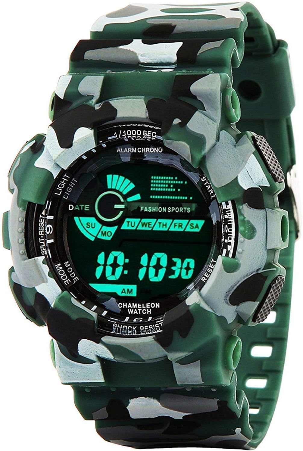 Rubber Fashion Digital Men's & Boy's Watch (Black Dial, Green Colored Strap)