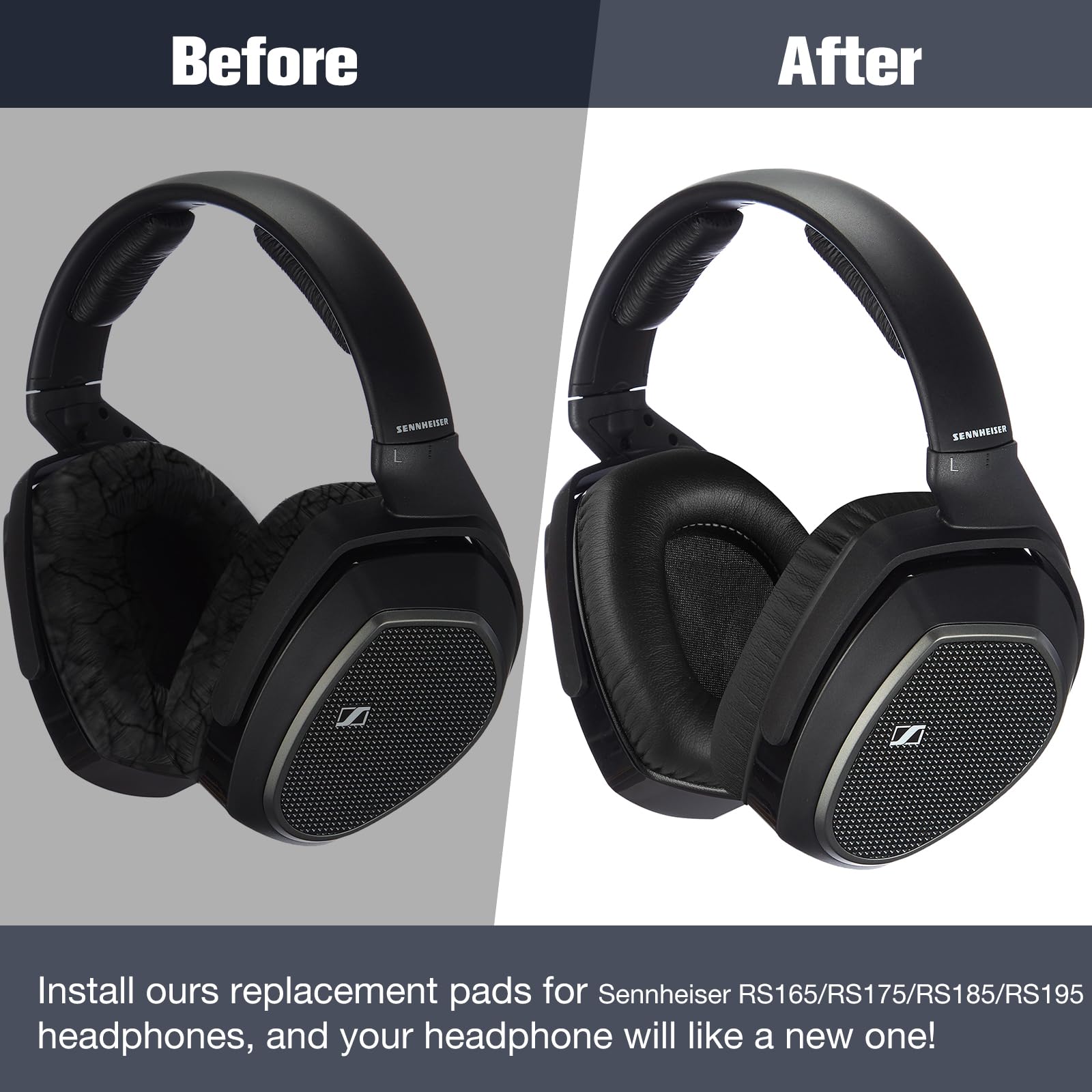 Cuscinetti Per Le Orecchie Della Fascia Di Ricambio Manicotti Per Cuscino Con Clip Per Fibbia Per Sennheiser HDR RS165 RS175 RS185 RS195 Cuscinetti Per Cuffie - Foto 11