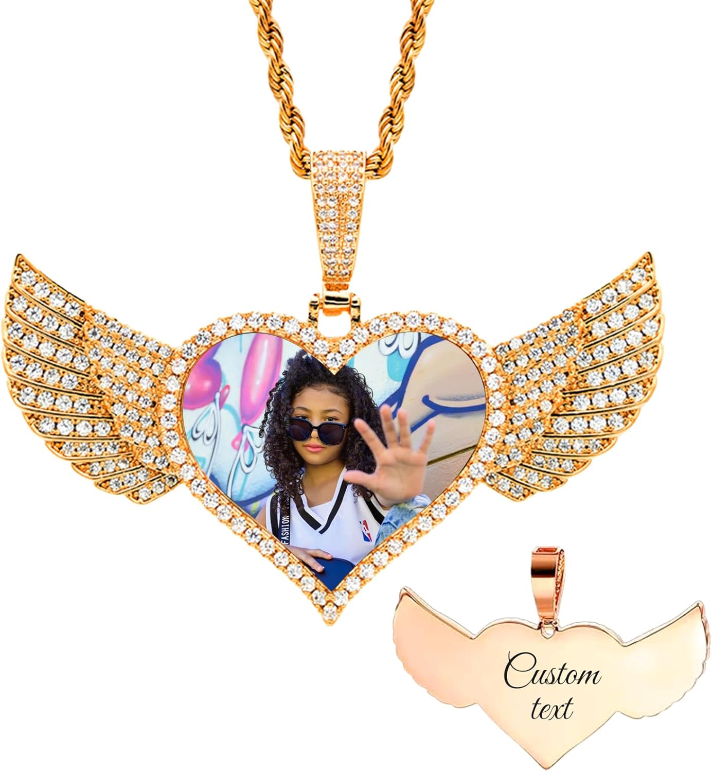 Custom Photo Pendant Necklace with Cubic Zirconia - Picture Necklace Personalized Photo for Men - Elegant Necklace with Picture Inside - Picture Chains for Men Elegant Keepsake Gift