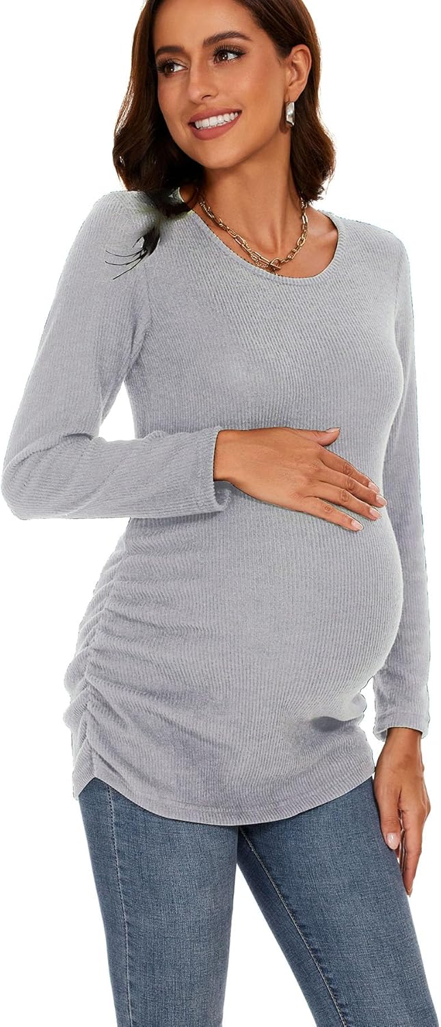 Smallshow Women's Maternity Sweater Shirt Long Sleeve Pregnancy Top Clothes - Image 3