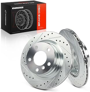 A-Premium 11.81 inch (300mm) Rear Drilled and Slotted Disc Brake Rotors