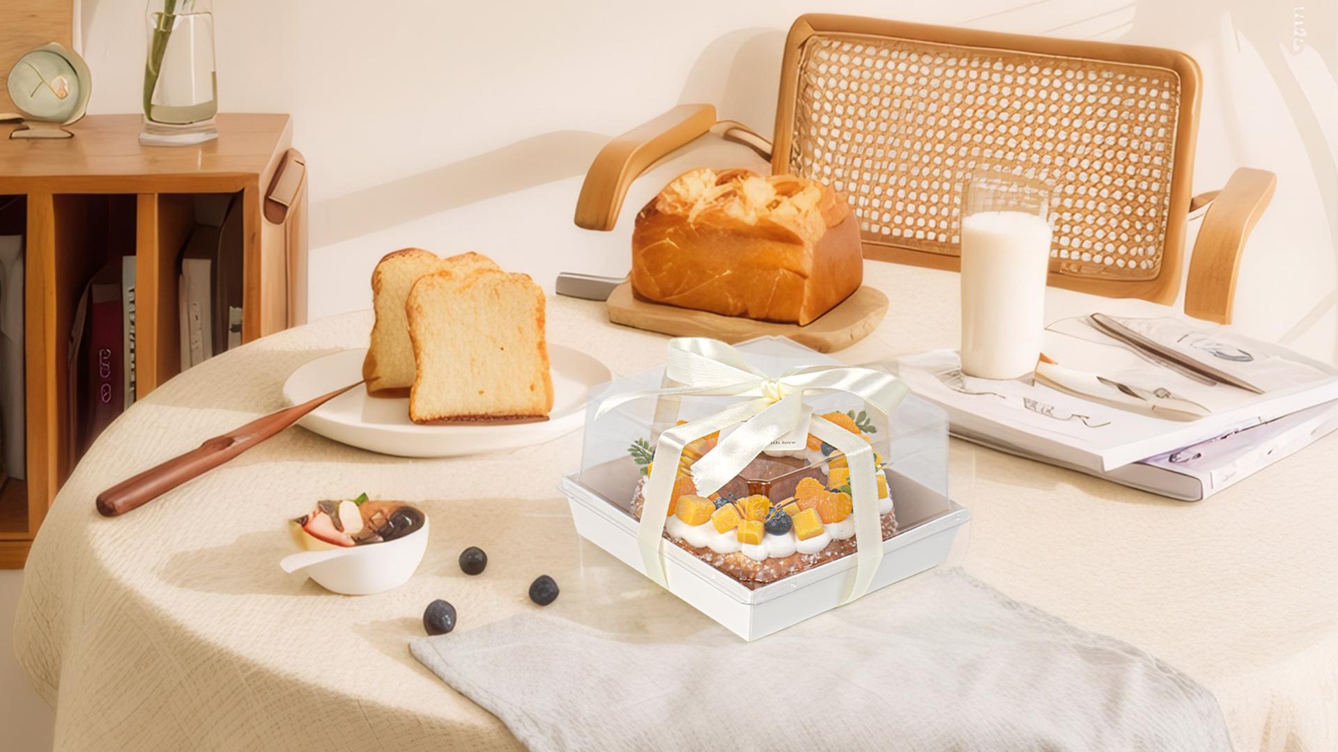 7 X 7 X 4 Inches Paper Cake Boxes With Clear Lids 20